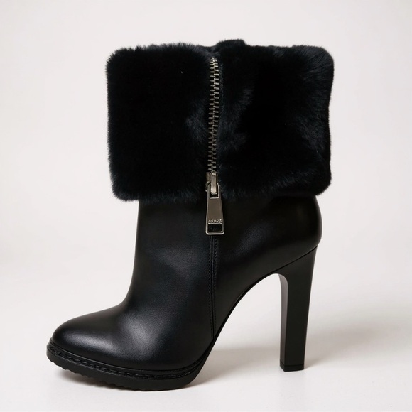 Dkny Shoes - 🆕DKNY “SONYA” Black Fur-Trimmed High Heel Ankle Boots. NWT